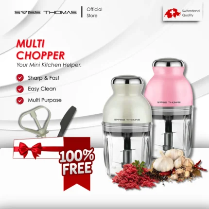 Swiss Thomas Capsule Food Chopper 900ML Blender Cutter Spin Grinder Mixer Mincer Masher Juicer Food Processor Choper