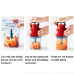 Swiss Thomas Capsule Food Chopper 900ML Blender Cutter Spin Grinder Mixer Mincer Masher Juicer Food Processor Choper - Image 6